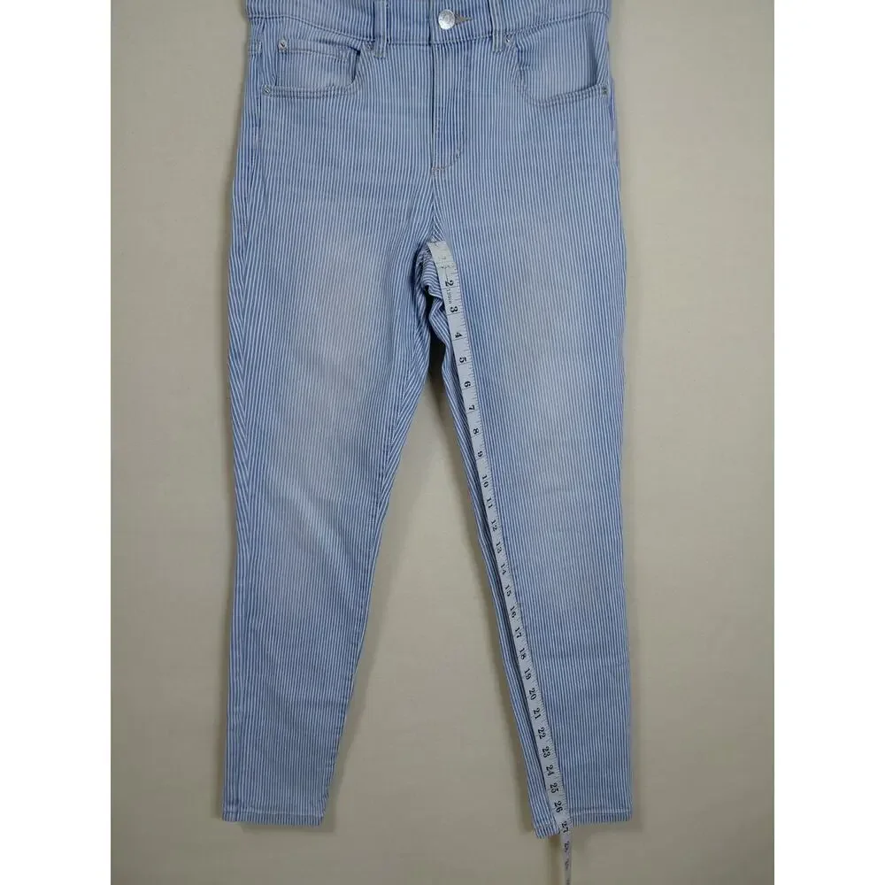 Garage Cotton Blend Blue Striped Skinny Stretch Jeans Women Size 7